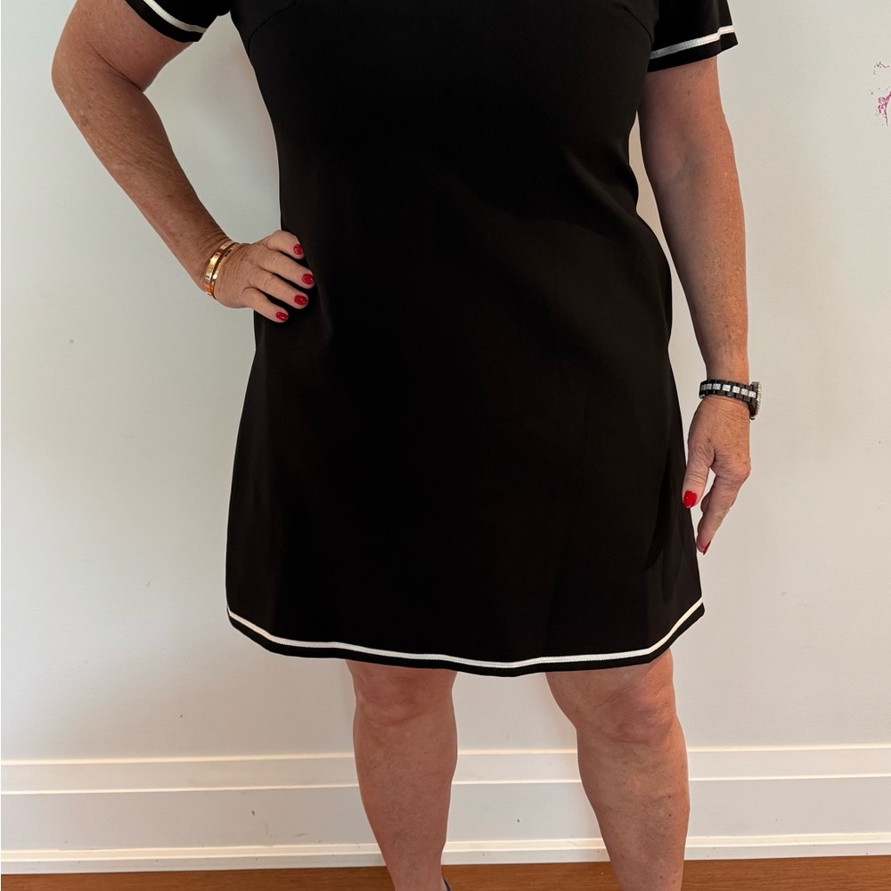 RED Valentino Elegant Black Dress with White Accents